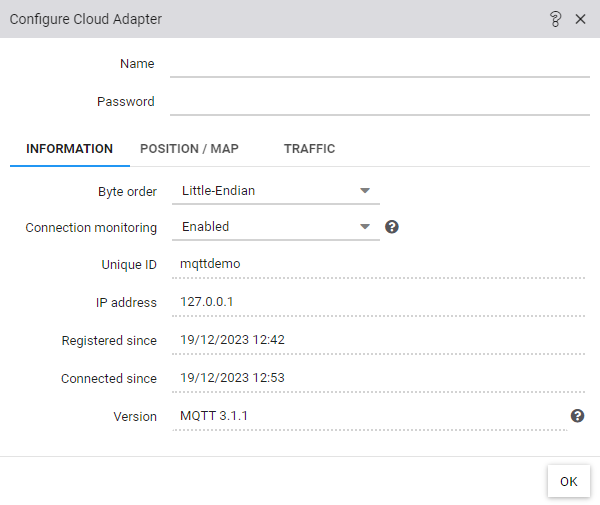 Einstellungen eines MQTT Cloud Adapters