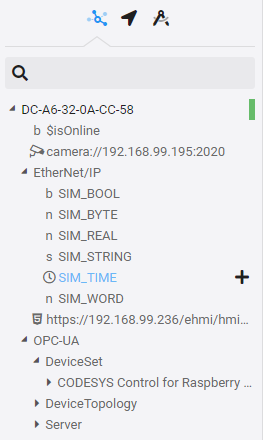 Abbildung des Cloud Adapter Objektbaum mit Darstellung unterschiedlicher Symbole