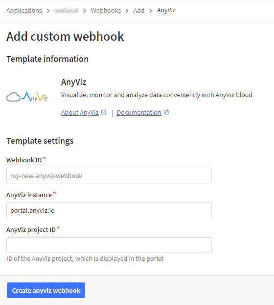 Integration einer The Things Application über den AnyViz Webhook